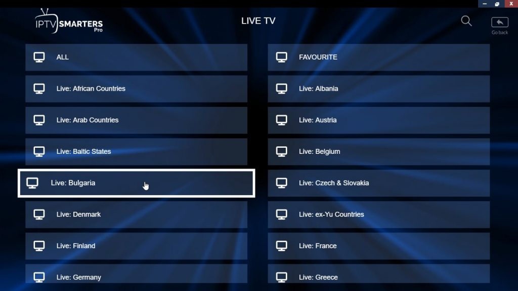 iptv smarters pro channels page